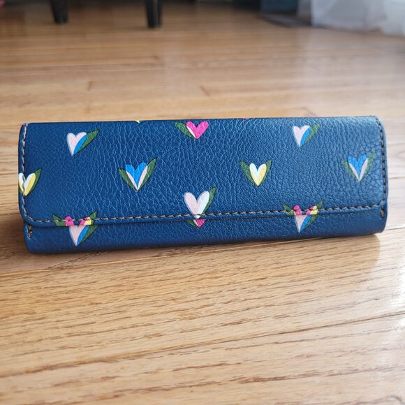 Fossil Sofia Sunglasses Case Floral Hearts Blue Hard Case Triangle - Picture 5 of 11